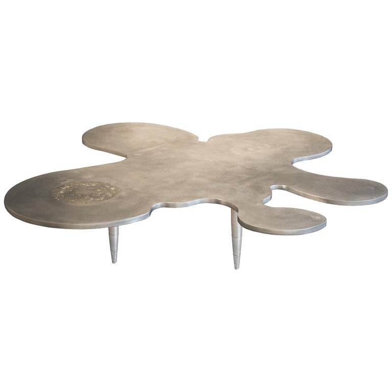 21st Century Table - Meteors splash - Wrapped in Pewter - Xavier Lavergne France For Sale