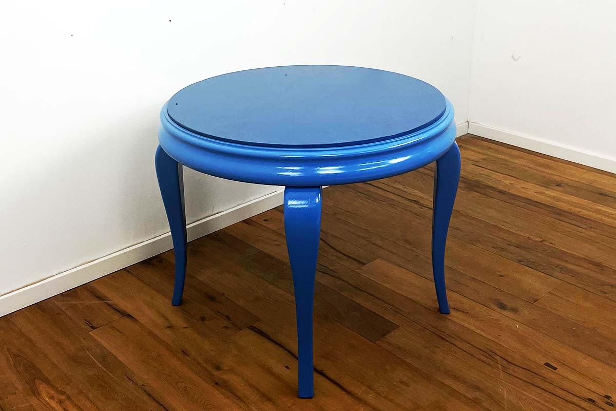 Coffee table mid century 50s - 70s in blue with marble top In Excellent Condition For Sale In Greven, DE