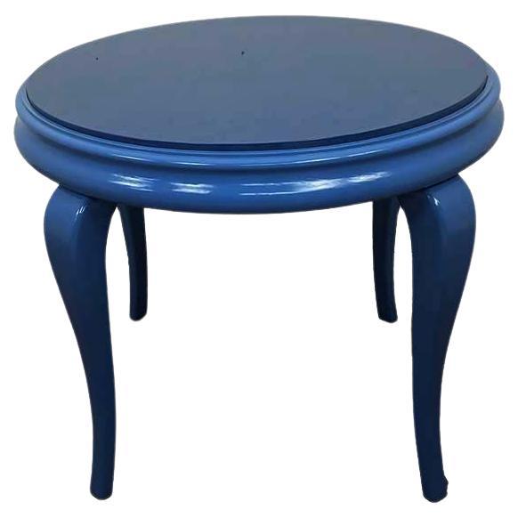 Table basse bleue du milieu des années 50 - 70 avec plateau en marbre
