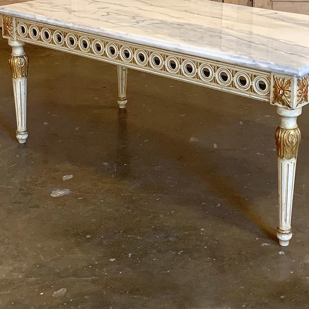 Coffee Table, Midcentury Neoclassical Painted with Marble Top 3