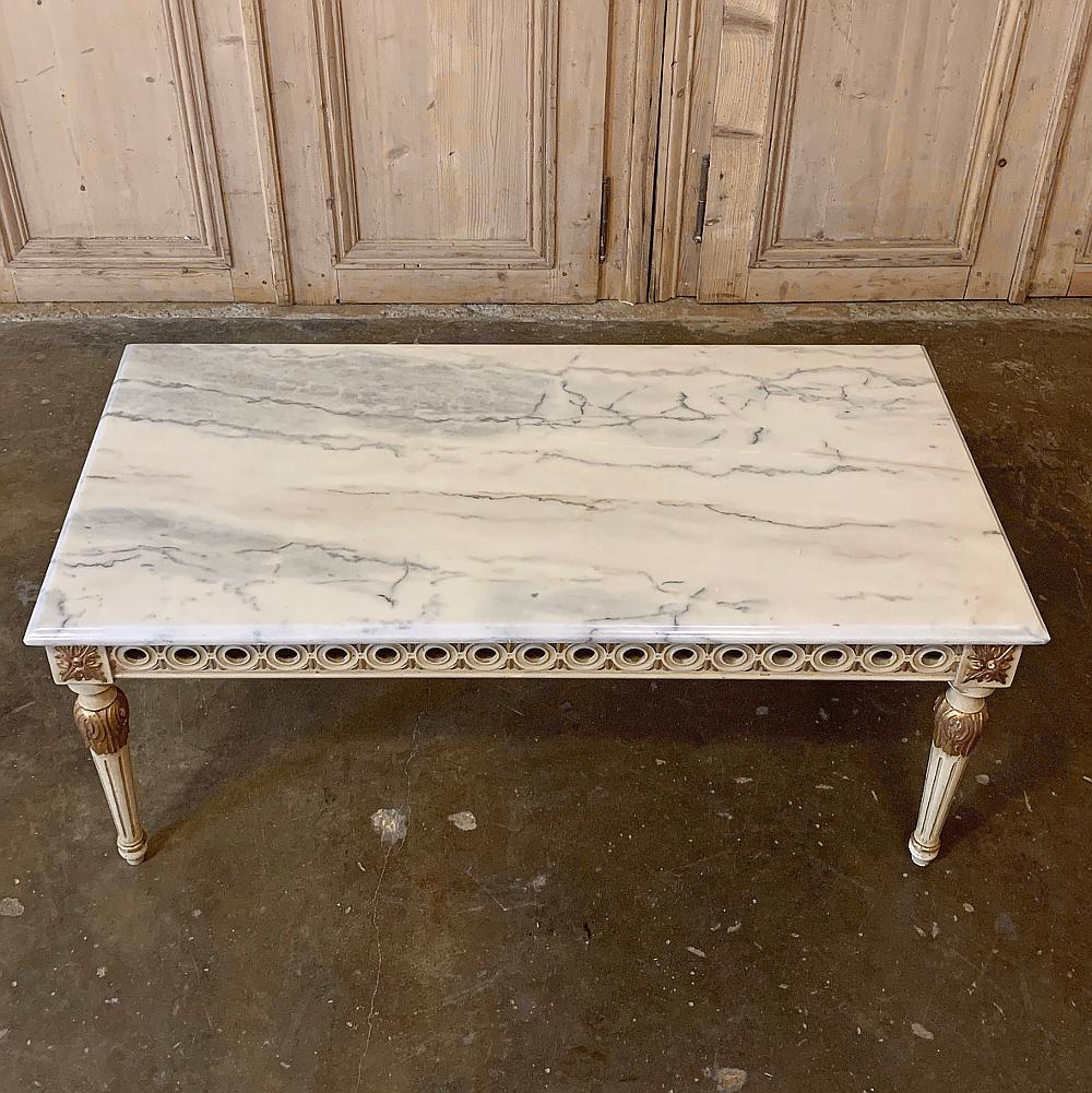 Coffee Table, Midcentury Neoclassical Painted with Marble Top 4