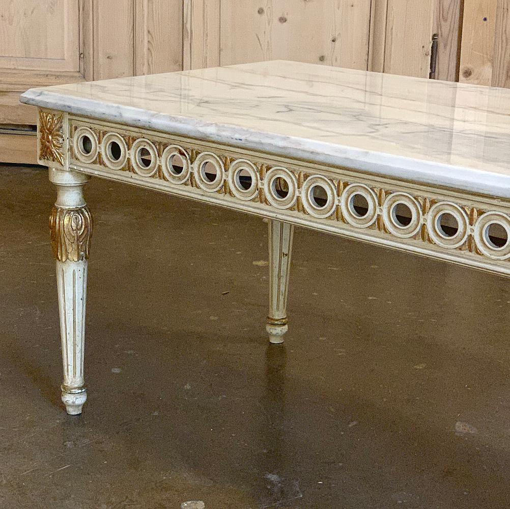 Coffee Table, Midcentury Neoclassical Painted with Marble Top 1