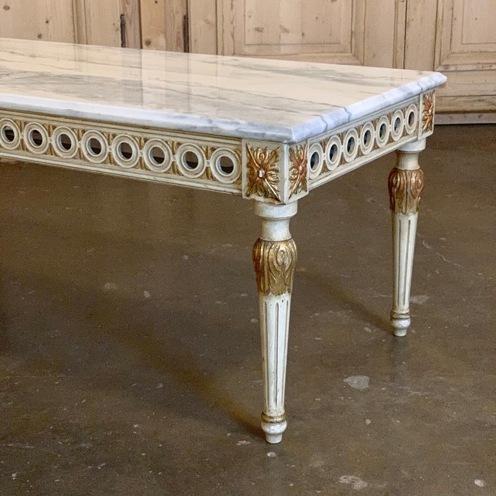 Coffee Table, Midcentury Neoclassical Painted with Marble Top 2