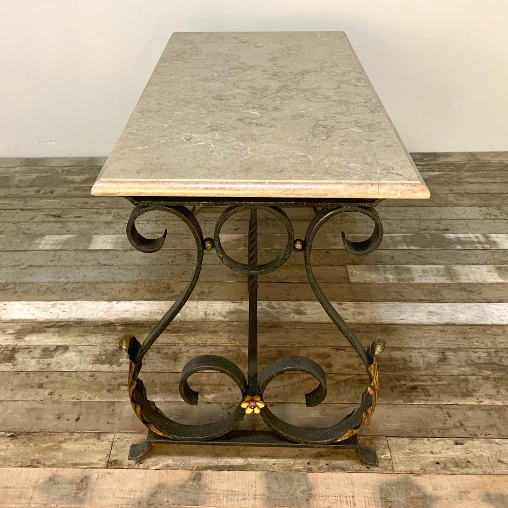 marble and wrought iron coffee table