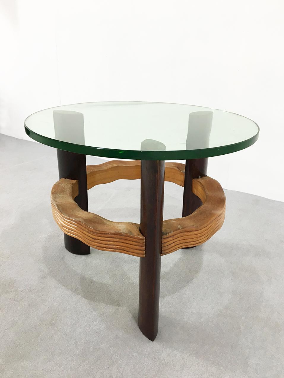 Mid-Century Modern Coffee Table Midcentury by Osvaldo Borsani in Ebony and Crystal Glass, 1950s