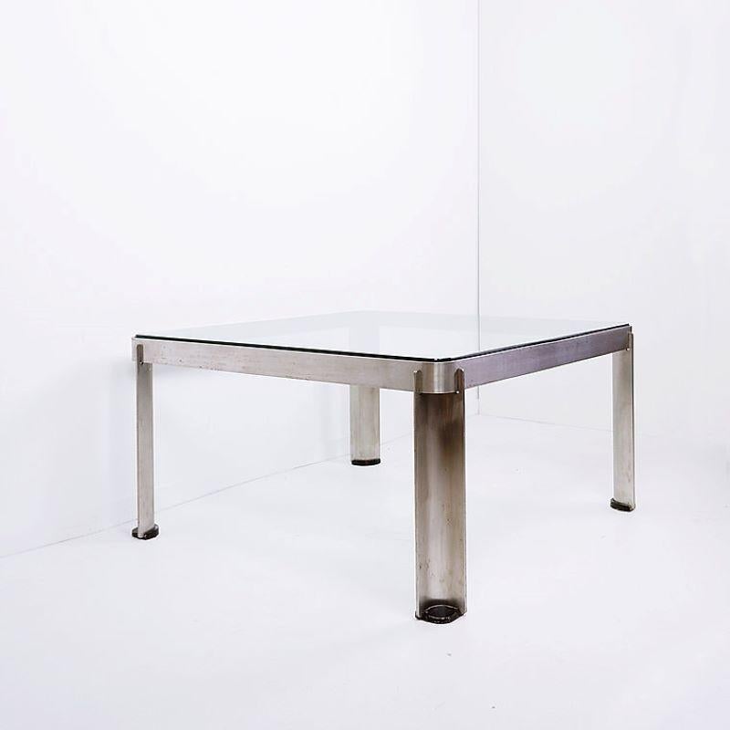 Coffee Table - Mod. T113 - Osvaldo Borsani - Tecno - 1970s    Steel and Thick Cr For Sale 5