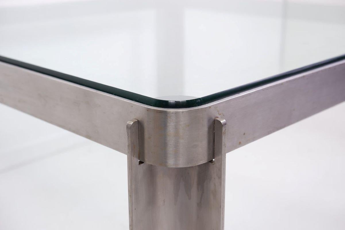 Coffee Table - Mod. T113 - Osvaldo Borsani - Tecno - 1970s    Steel and Thick Cr In Good Condition For Sale In Brussels , BE