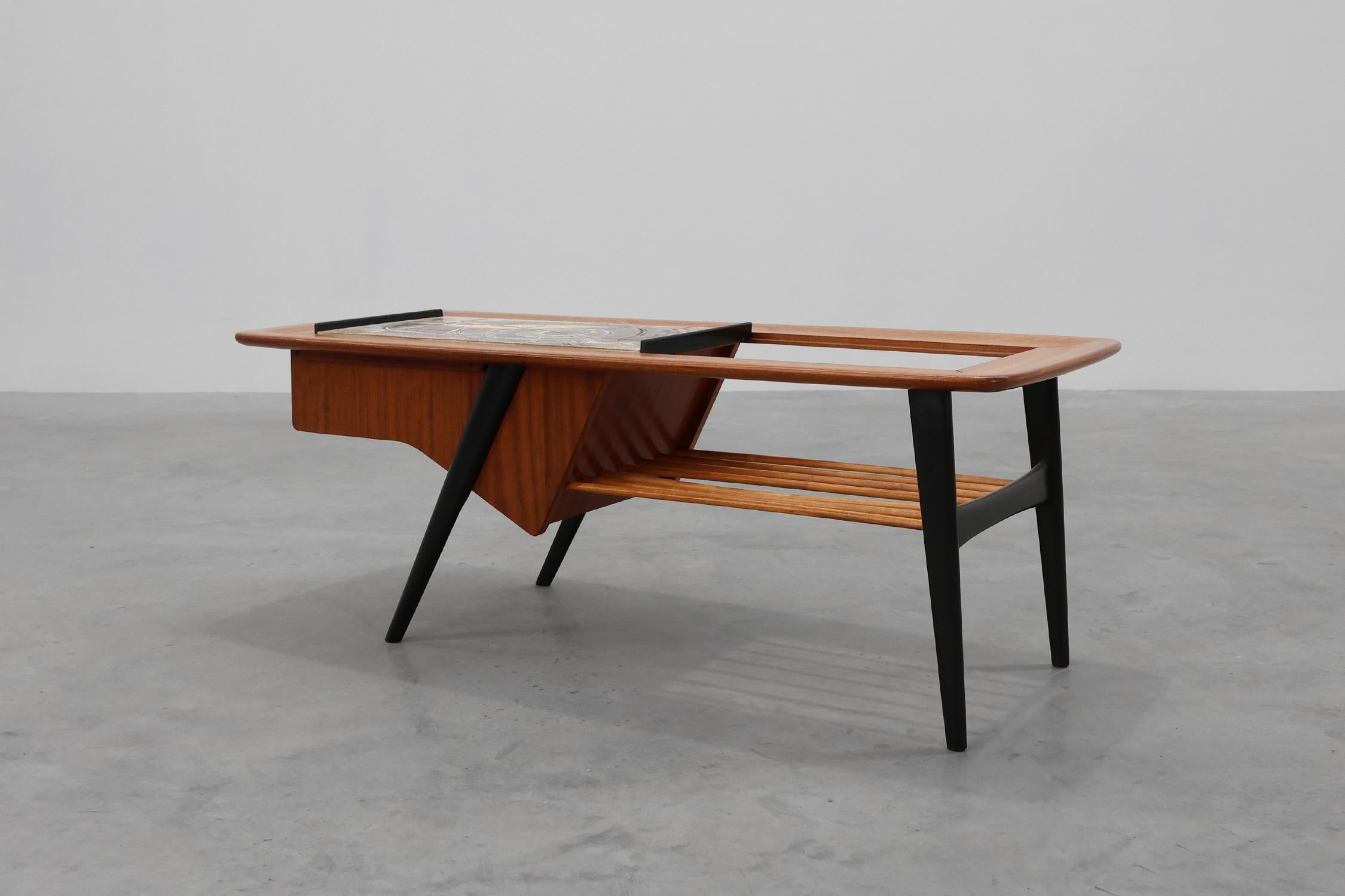 Tavolino da caffè modello 210, in legno di teak e ceramica, di Alfred Hendrickx, Belform in vendita 7