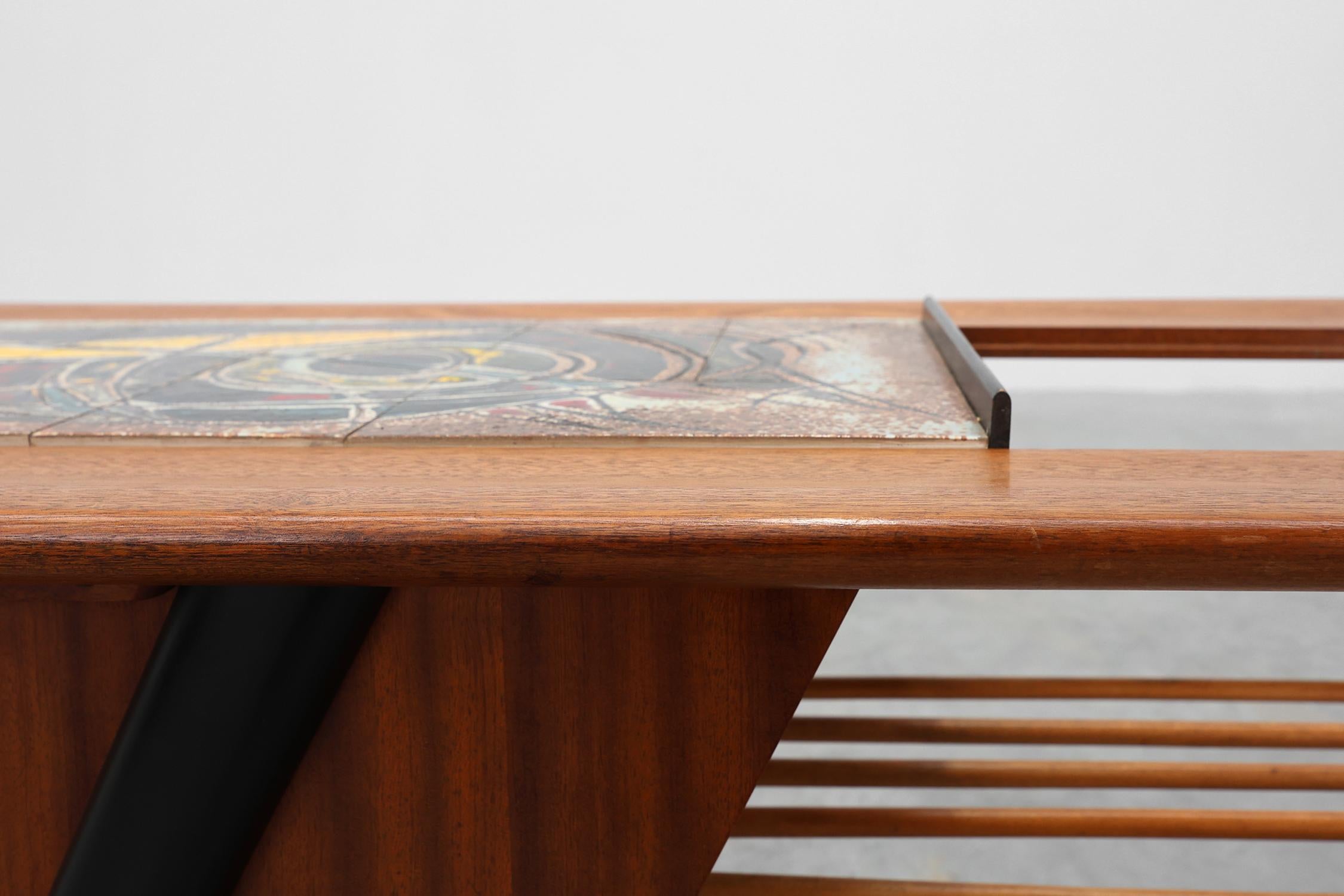 Tavolino da caffè modello 210, in legno di teak e ceramica, di Alfred Hendrickx, Belform in vendita 8
