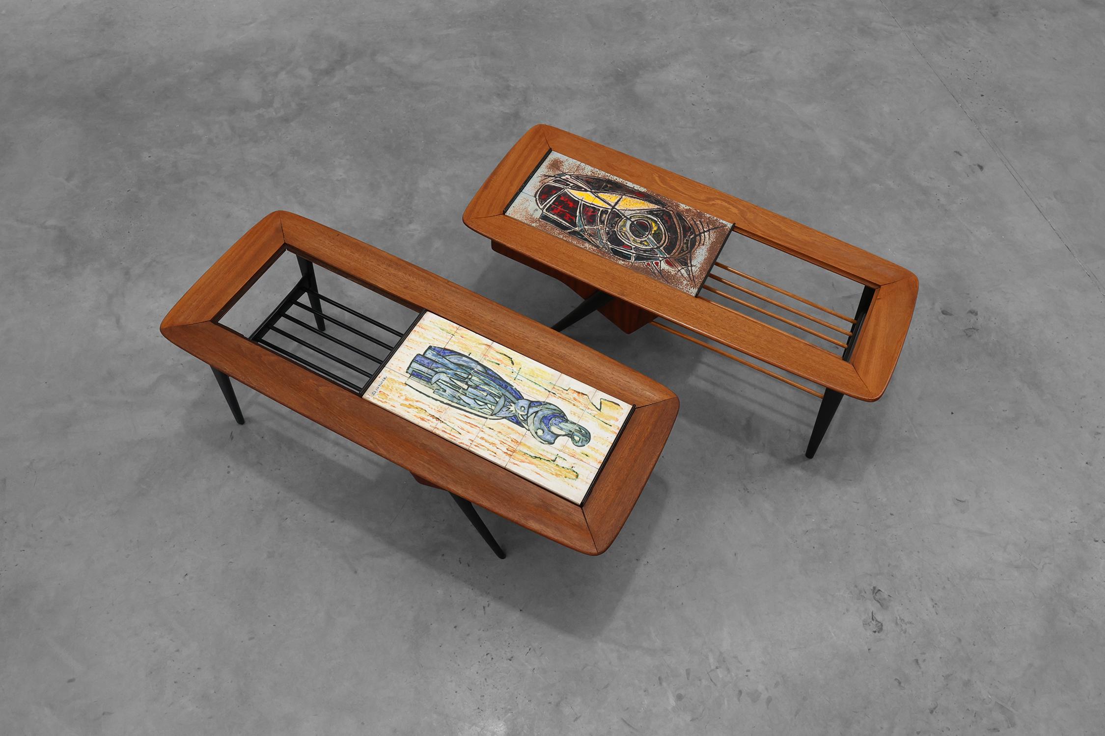 Coffee Table model 210, teak wood and ceramic, by Alfred Hendrickx, Belform en vente 8
