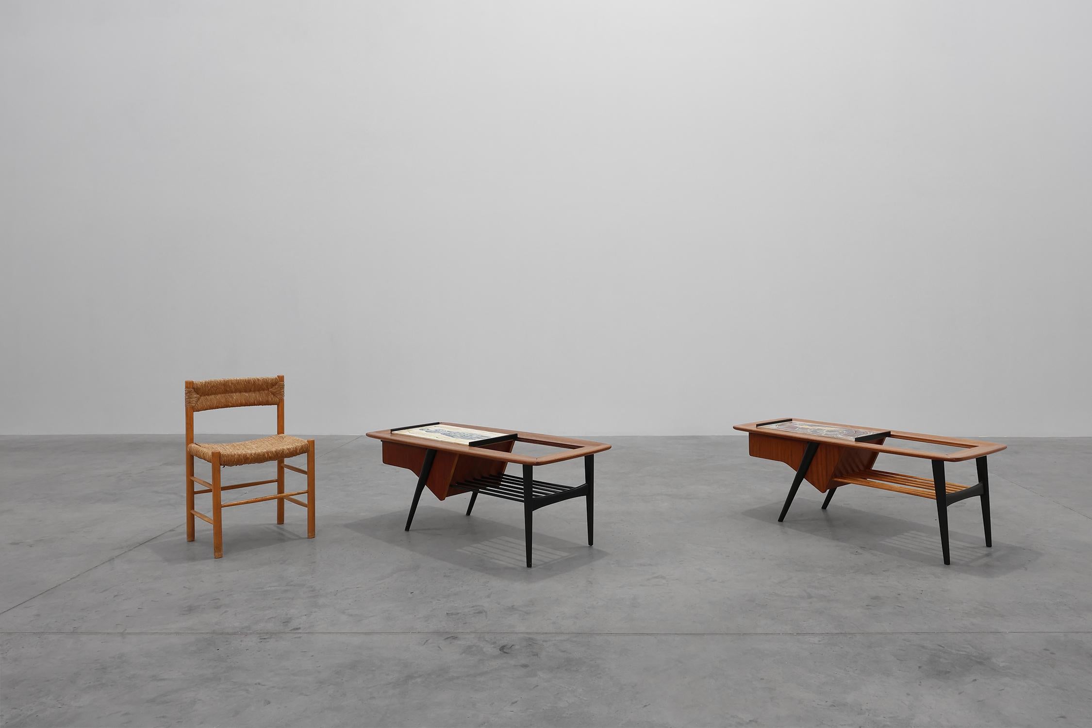 Peint à la main Coffee Table model 210, teak wood and ceramic, by Alfred Hendrickx, Belform en vente