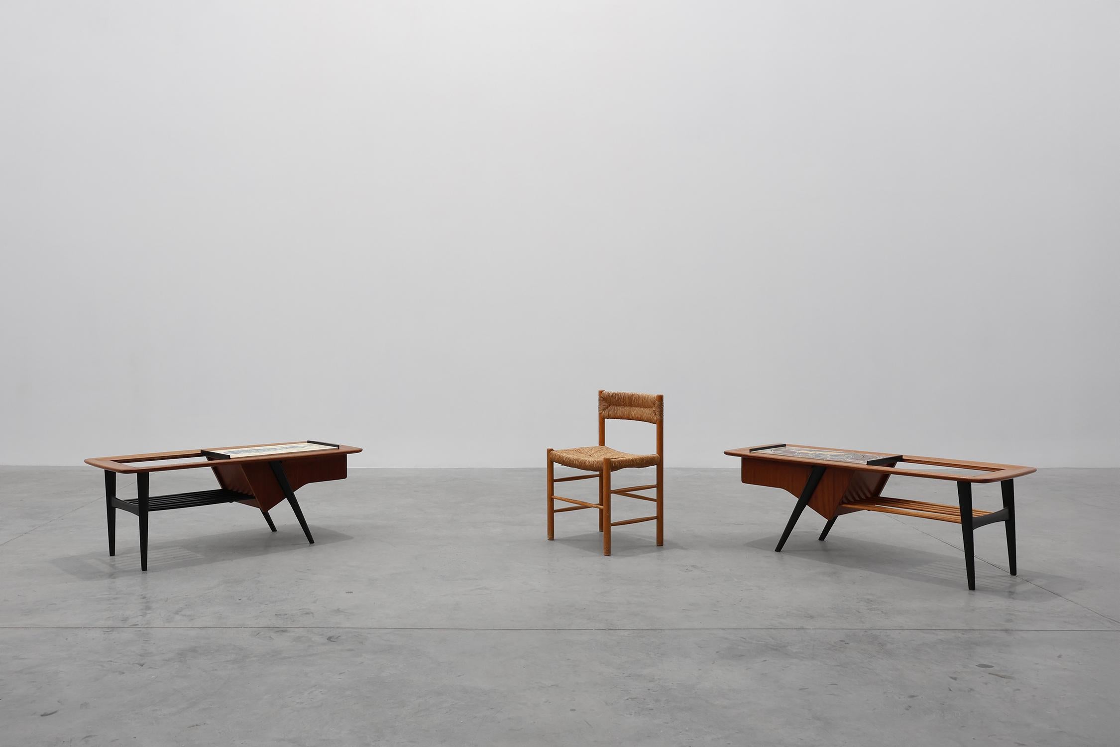 Tavolino da caffè modello 210, in legno di teak e ceramica, di Alfred Hendrickx, Belform In condizioni buone in vendita a Meulebeke, BE