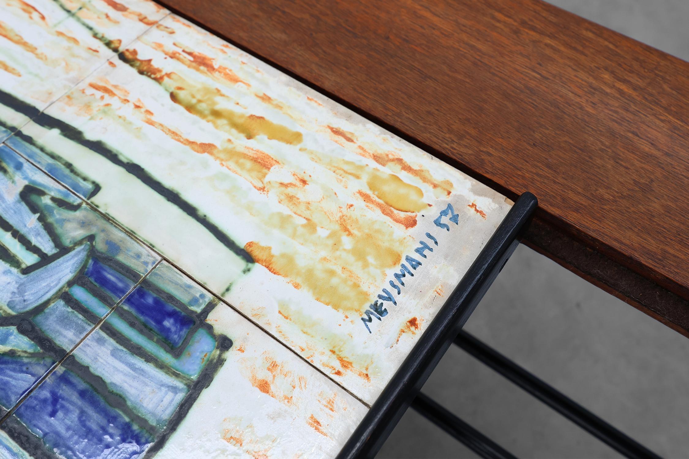 Coffee Table model 210, teak wood and ceramic, by Alfred Hendrickx, Belform en vente 1