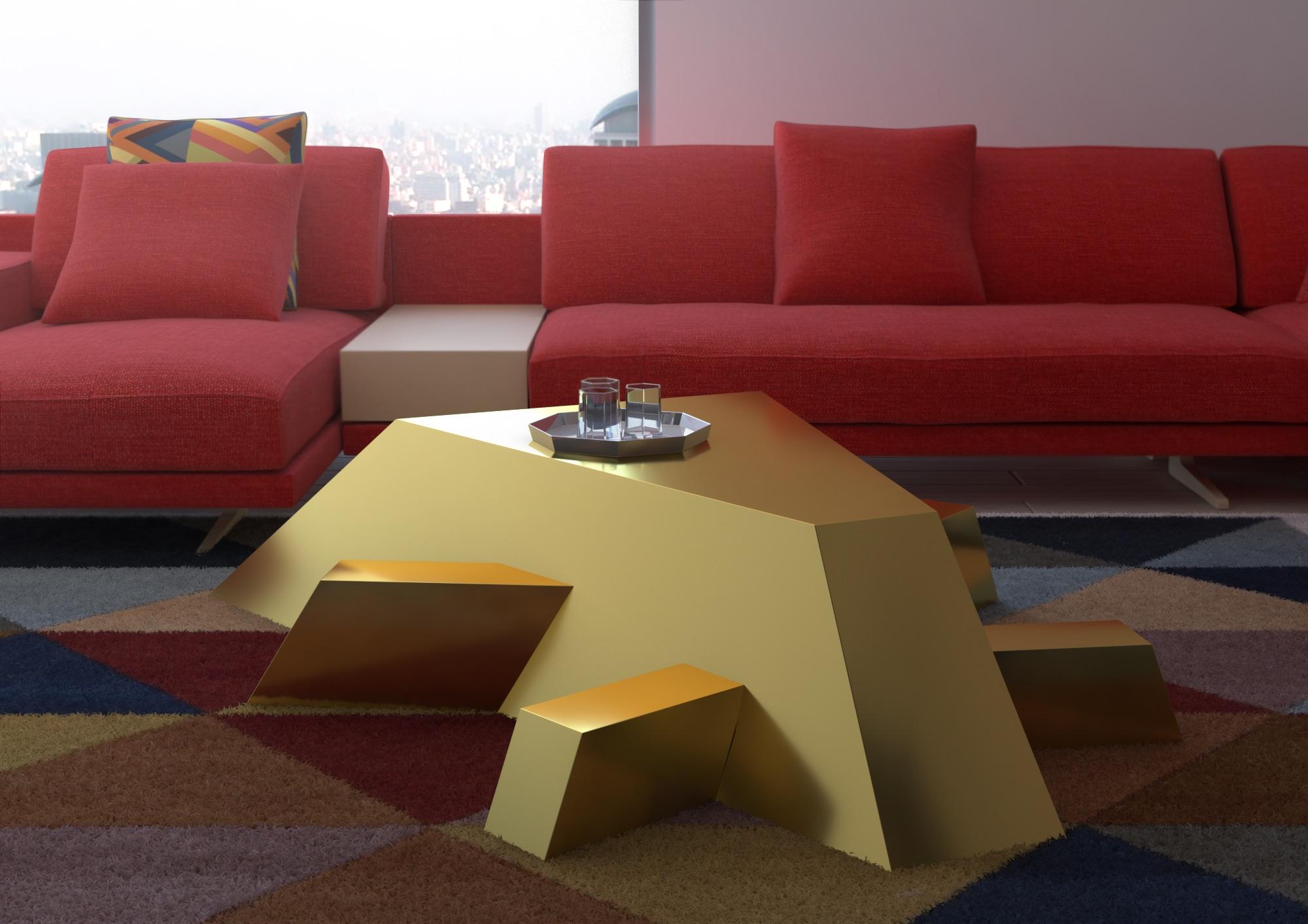 Brass Insetto B Model Coffee Table by Sergio Ragalzi for Superego Editions, Italy For Sale