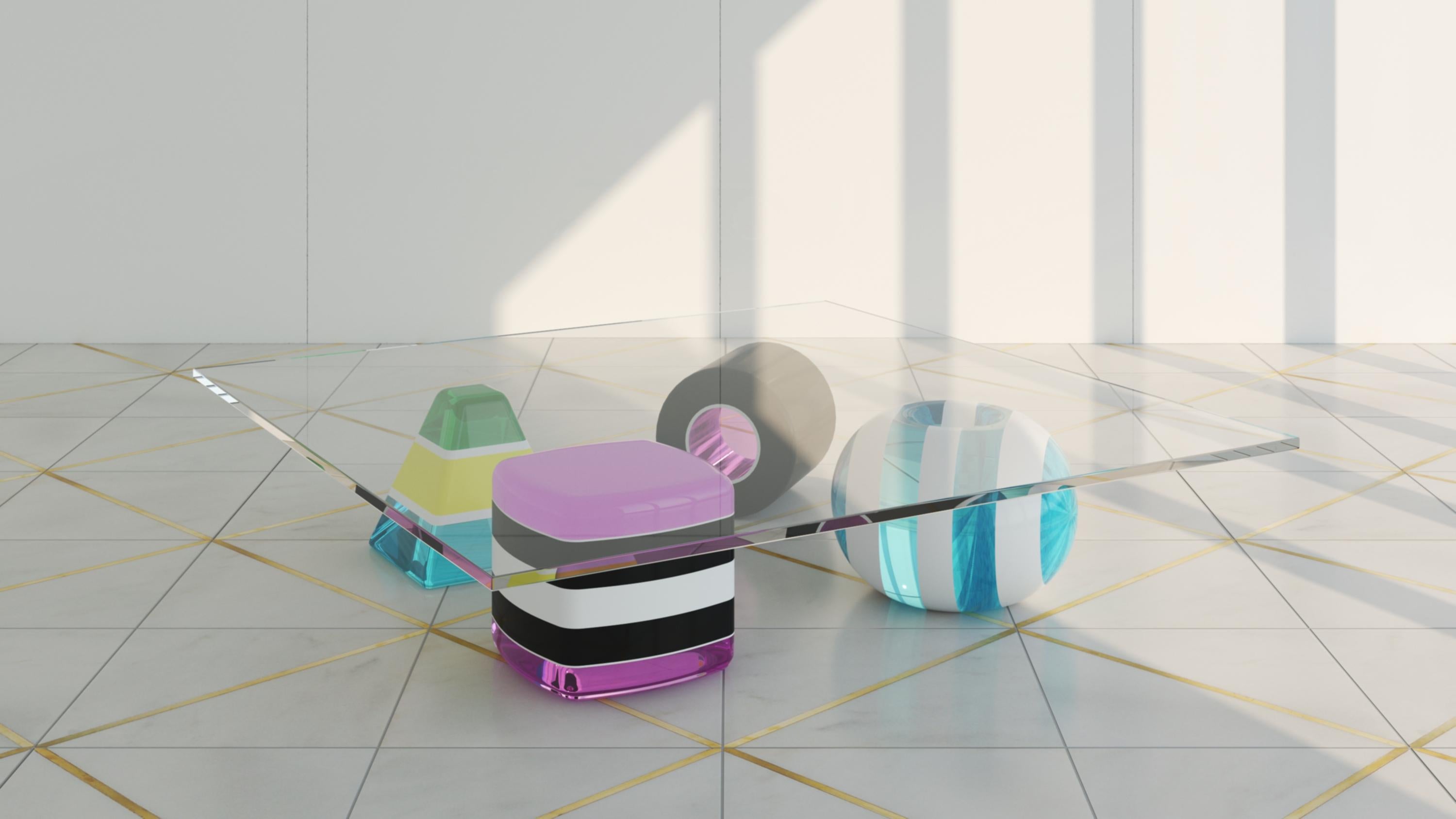 Plexiglas Table basse modèle Lella e Max Multy Candy Collection par Studio Superego en vente