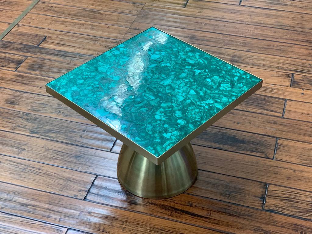Coffee table model Mushroom designed by Studio Superego for Superego Editions.
Low table handmade with brass leg and Malachite top.

Biography
Superego editions was born in 2006, performing a constant activity of research in decorative arts by