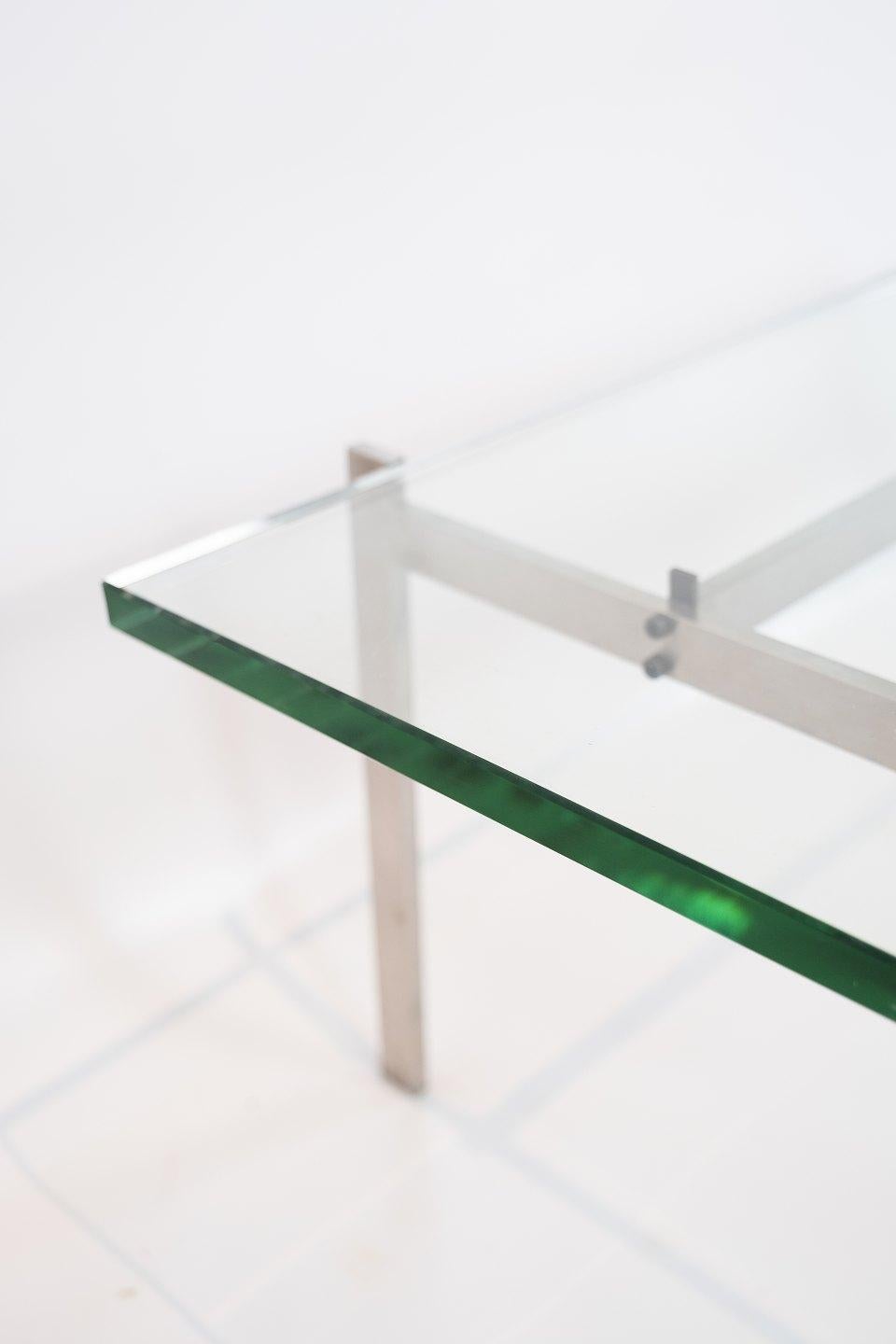 Danish Coffee Table, Model PK61, of Glass and Stainless Steel Designed by Poul Kjærholm
