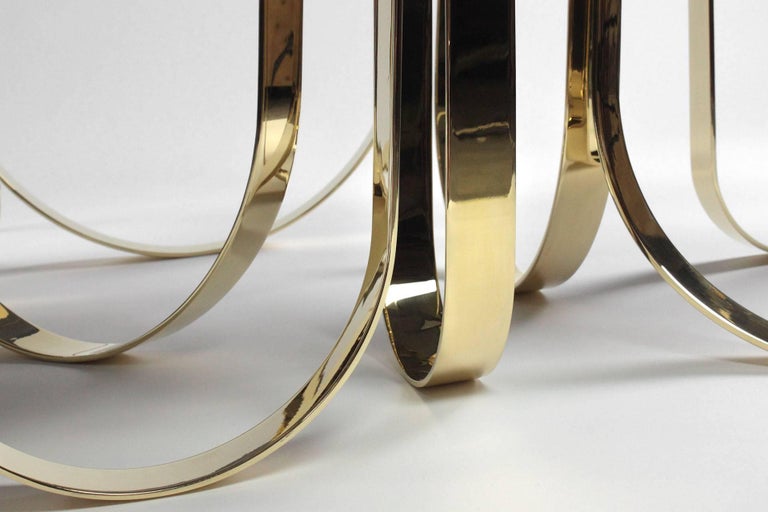 Coffee Center Table Black Marquina Marble Mirror Brass Gold Collectible