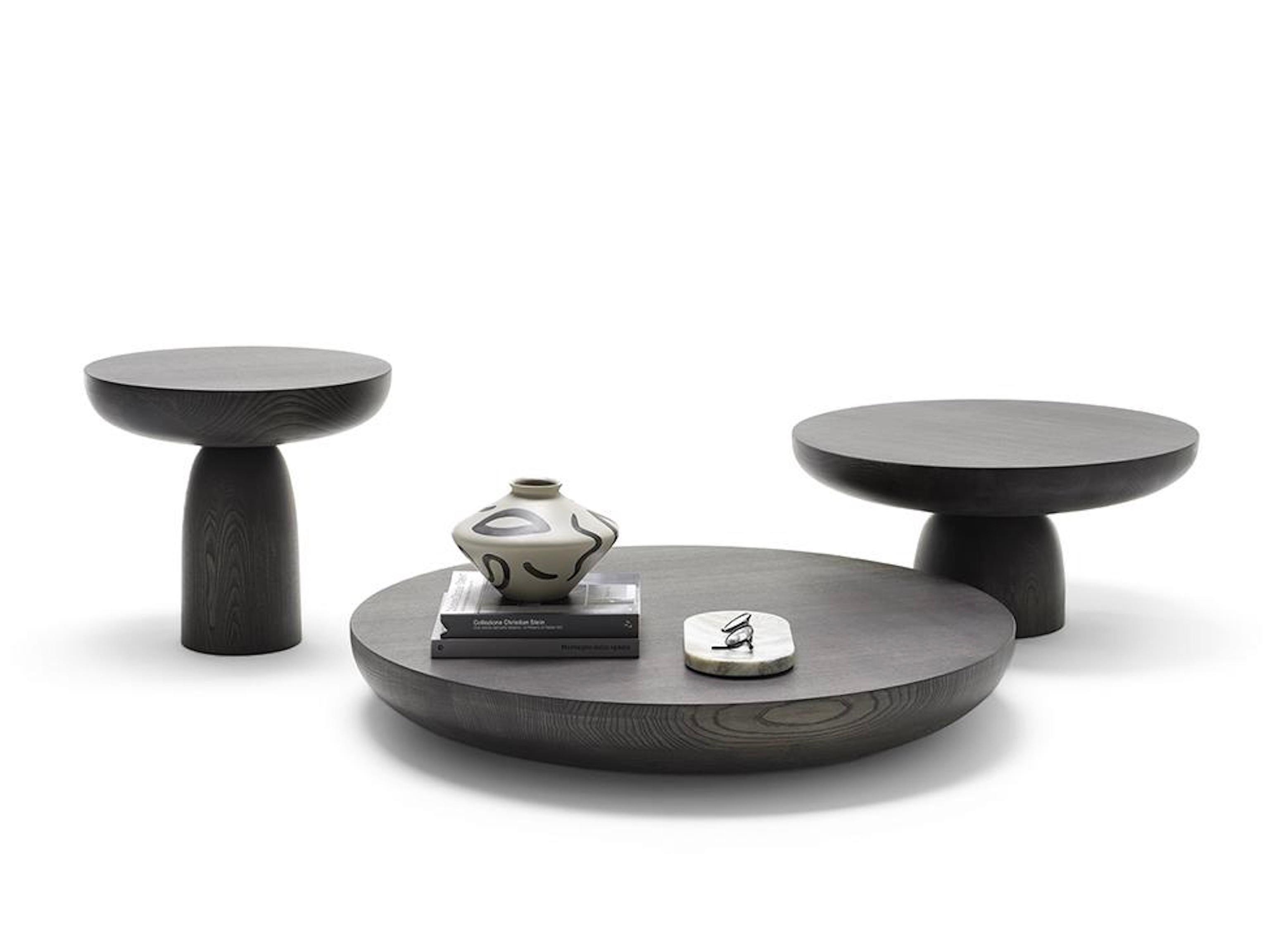 Italian Table basse Mogg Olo 30 - Frêne massif teinté foncé - design Antonio Facco en vente