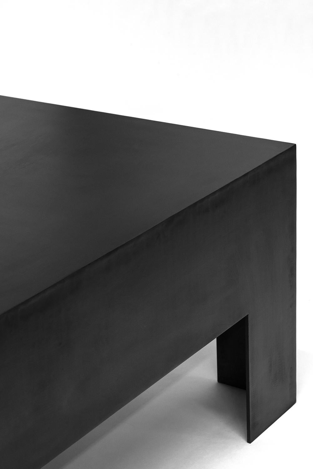 American Coffee Table Monumental Modern Contemporary Geometric Blackened Steel Large For Sale