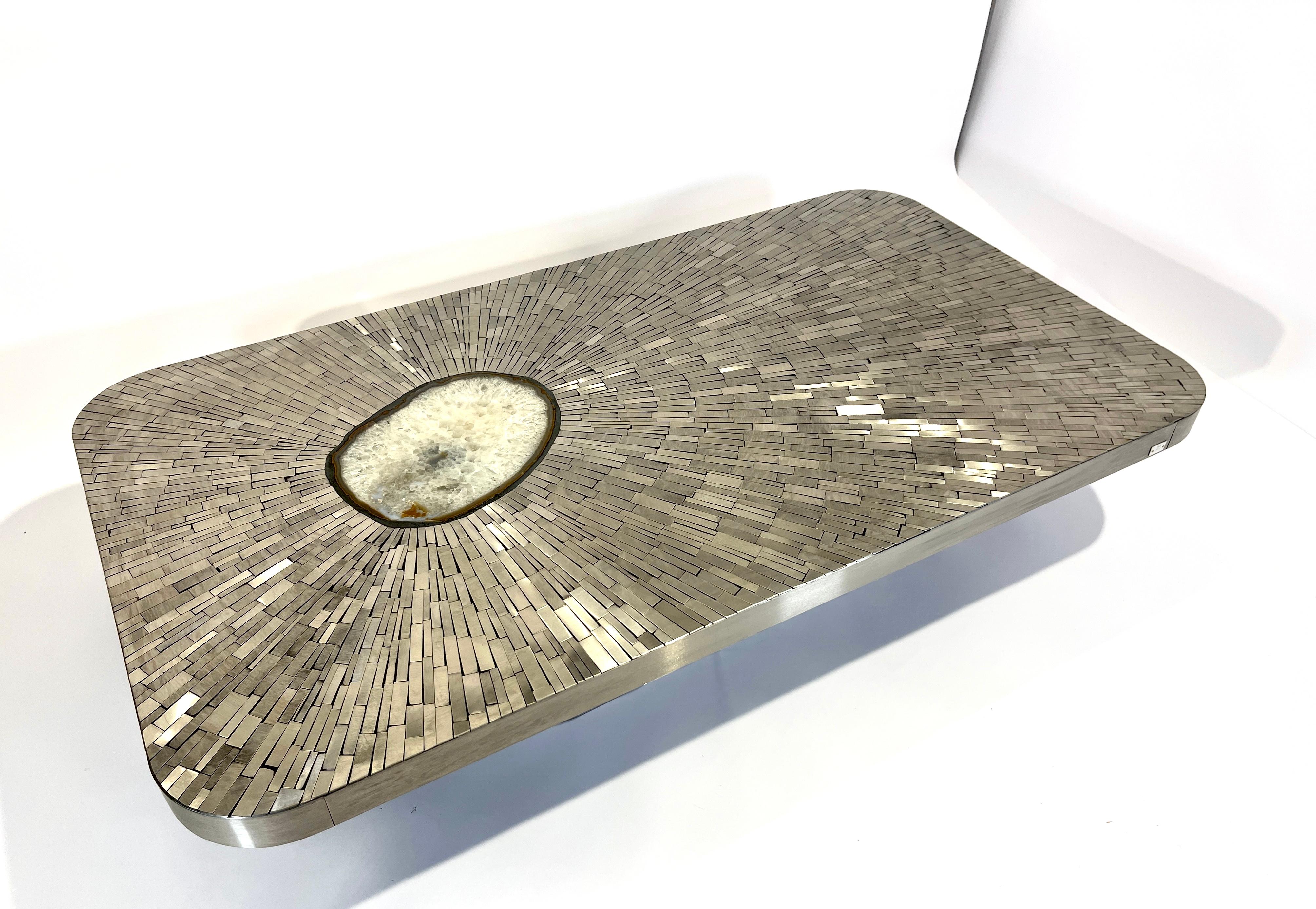Contemporary Coffee table mosaic stainless steel by Stan UIsel For Sale