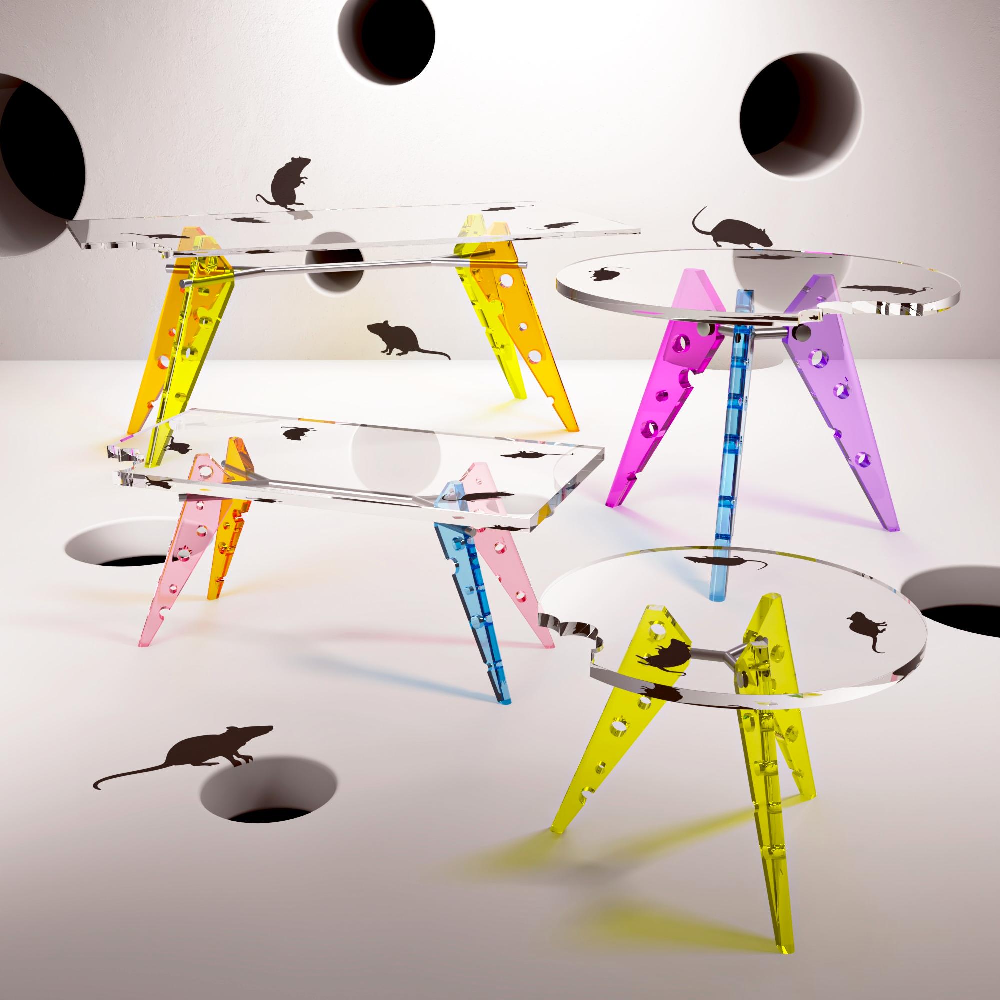 Plexiglass Coffee Table Mouse vs Prouve Model by Studio Superego, Italy For Sale