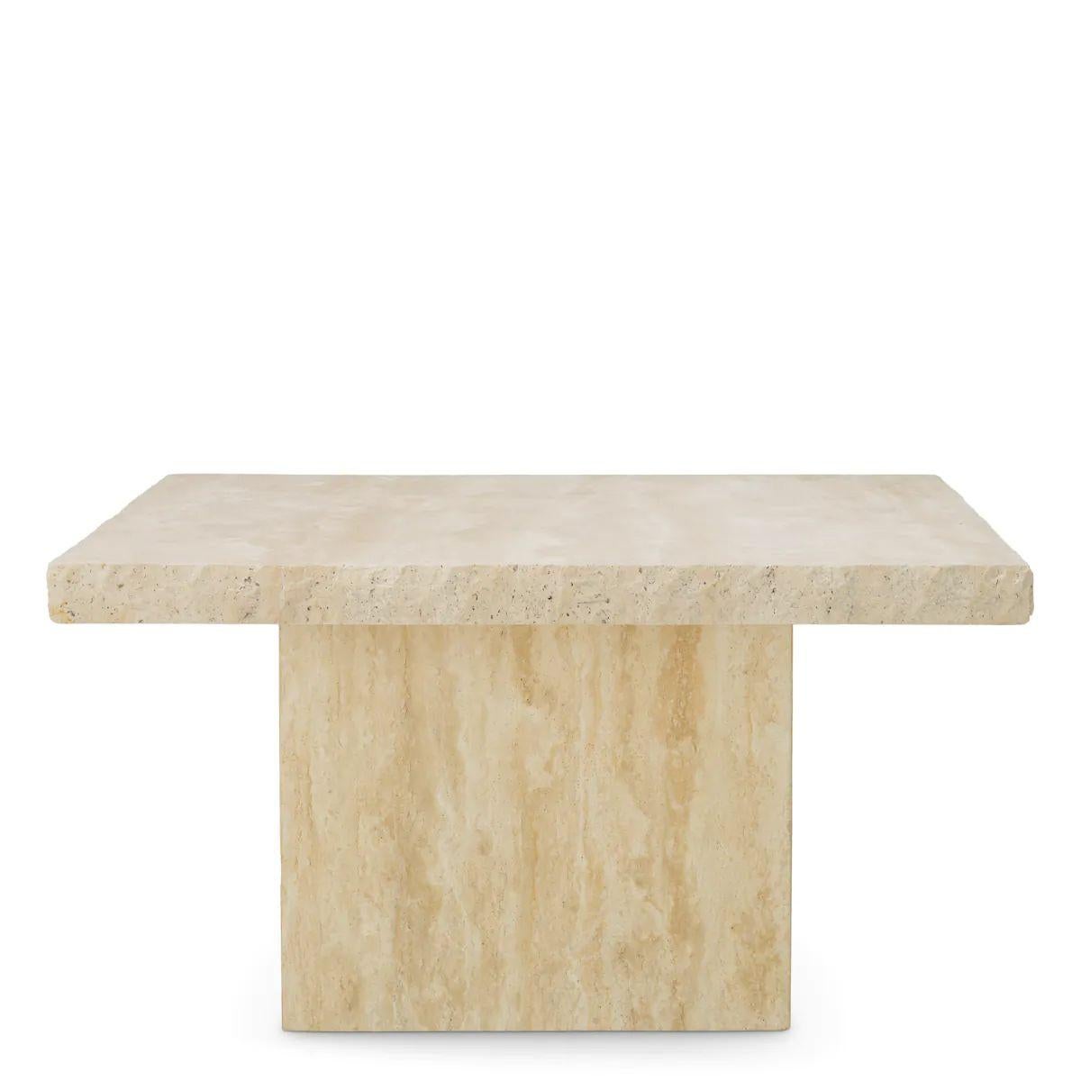 French Coffee Table – Natural Travertine with Rough-Cut Edges For Sale