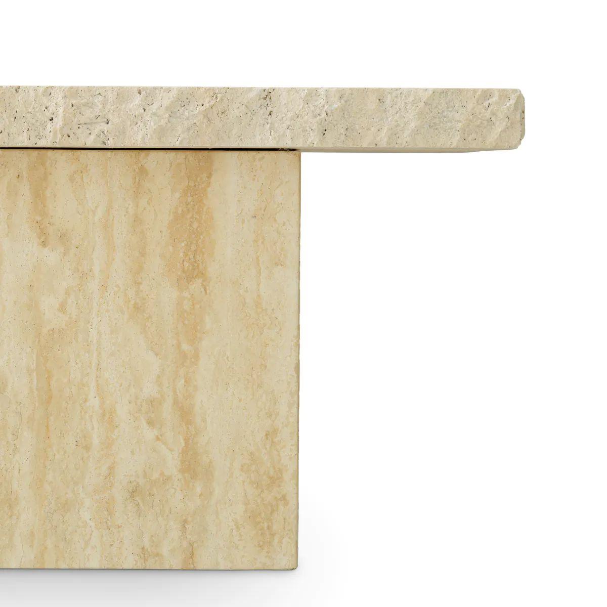 Stone Coffee Table – Natural Travertine with Rough-Cut Edges For Sale