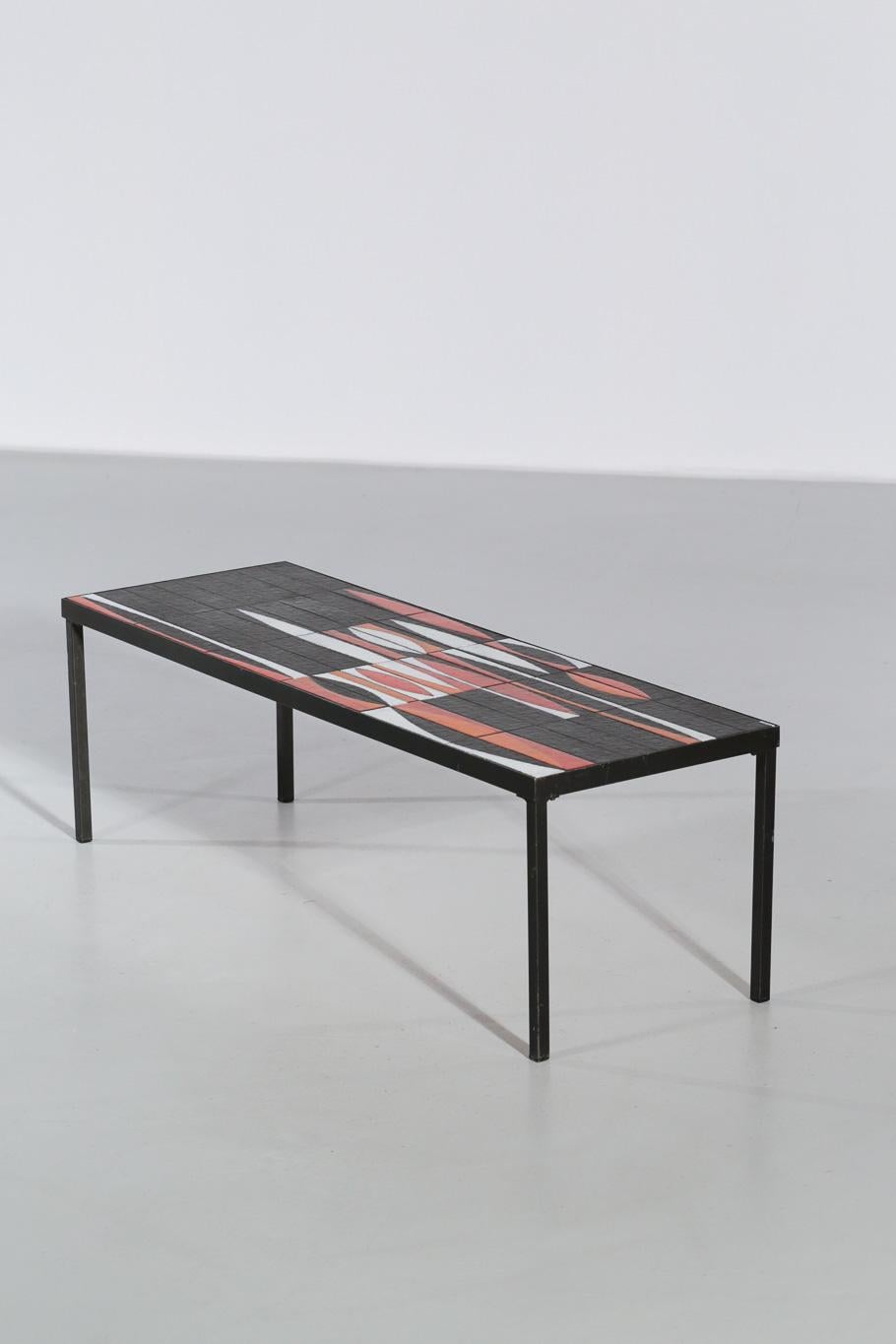 Milieu du XXe siècle Table basse Navette Orange par Roger Capron Design Ceramic French en vente