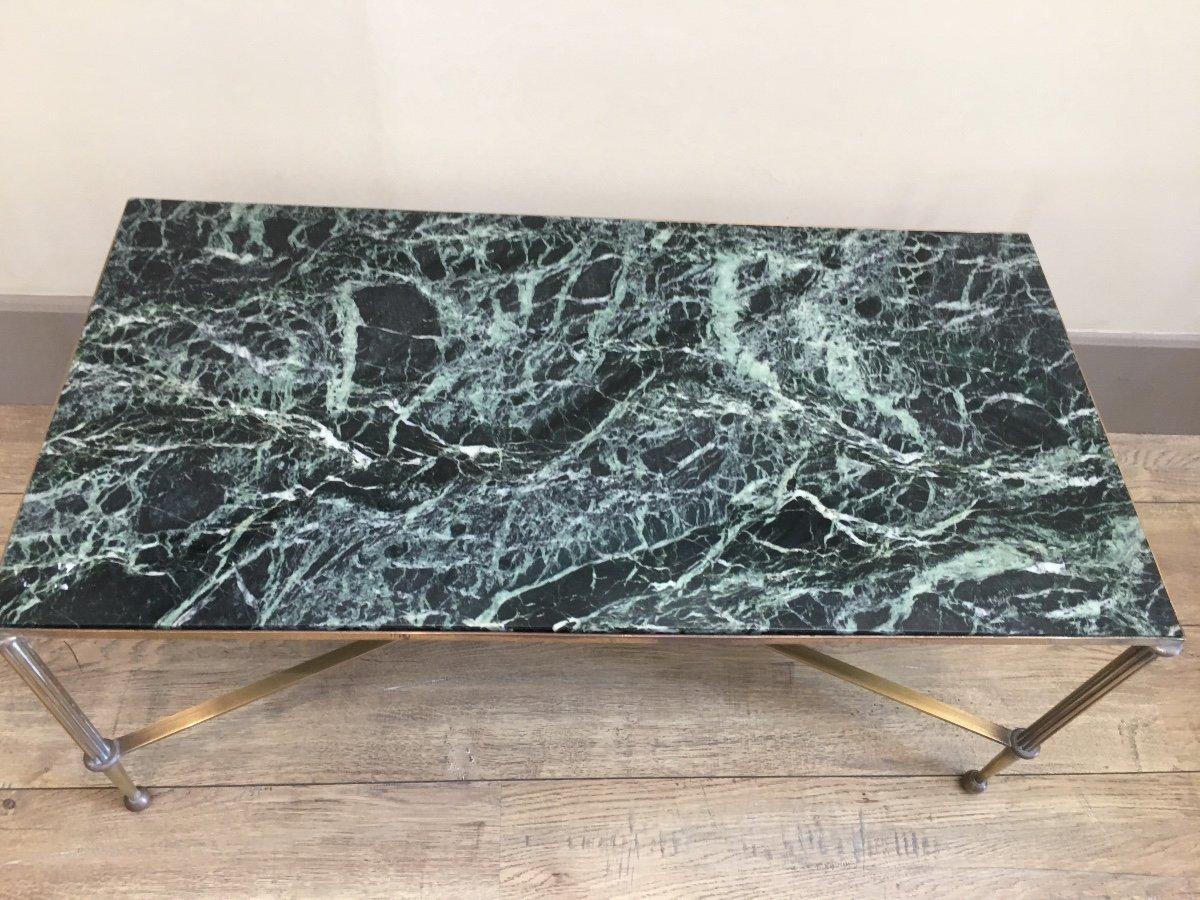 Neoclassical Coffee Table, Neo Classic, Green Marble, French, 1950