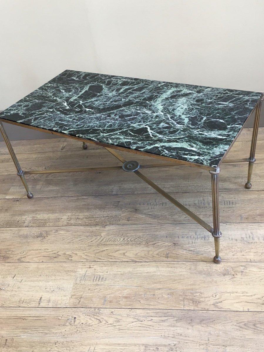 Coffee Table, Neo Classic, Green Marble, French, 1950 In Fair Condition In Nice, FR