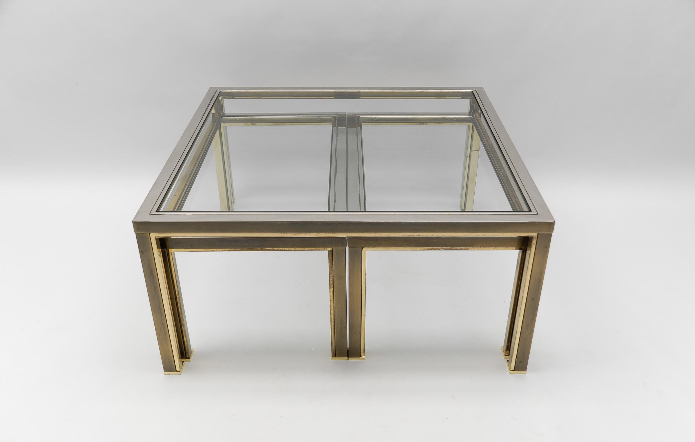 Hollywood Regency Coffee Table & Nesting Tables from Maison Charles, France 1970s, Set of 3 For Sale