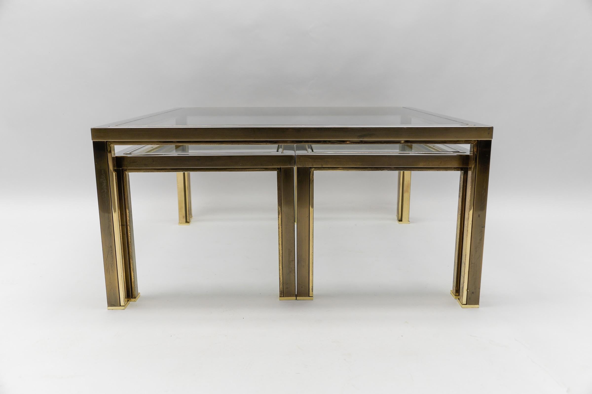 French Coffee Table & Nesting Tables from Maison Charles, France 1970s, Set of 3 For Sale