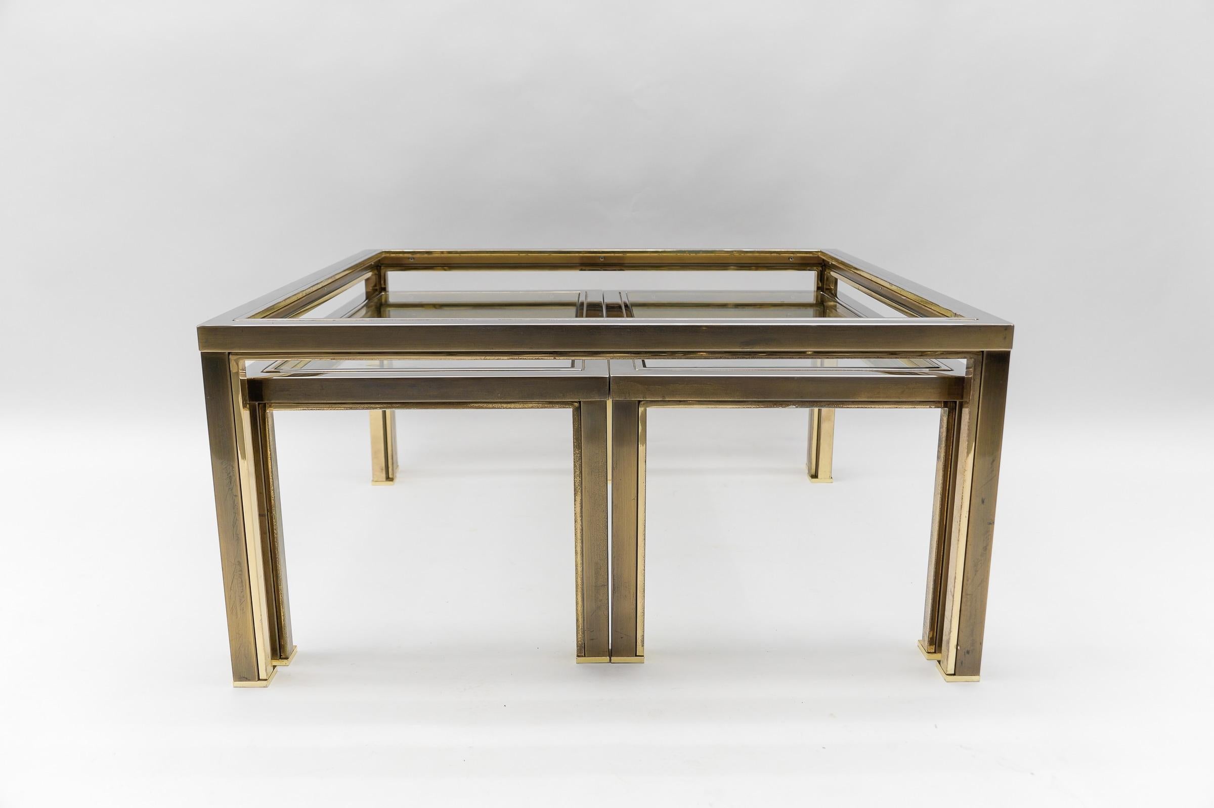 Mid-20th Century Coffee Table & Nesting Tables from Maison Charles, France 1970s, Set of 3 For Sale
