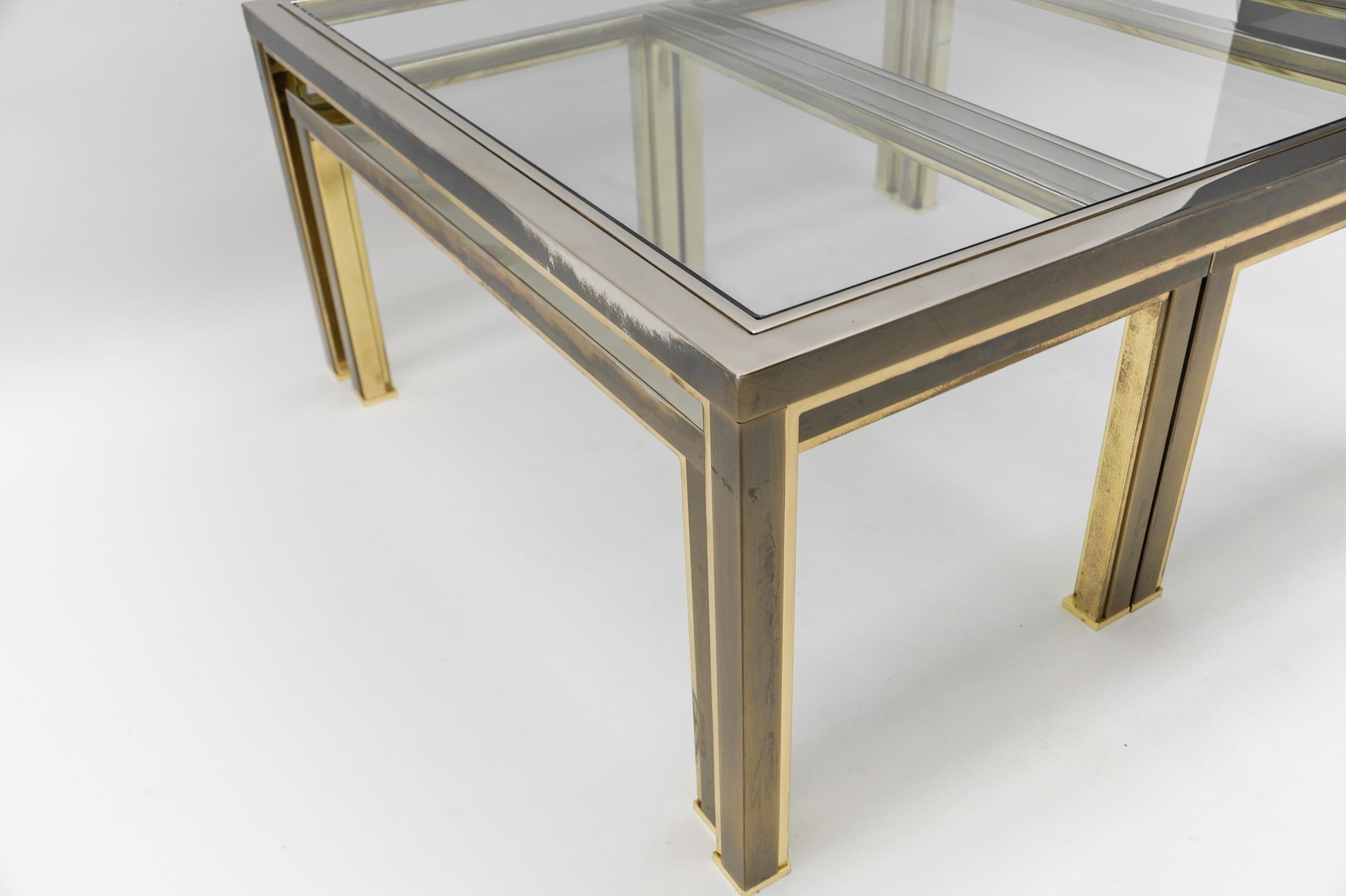 Coffee Table & Nesting Tables from Maison Charles, France 1970s, Set of 3 For Sale 2