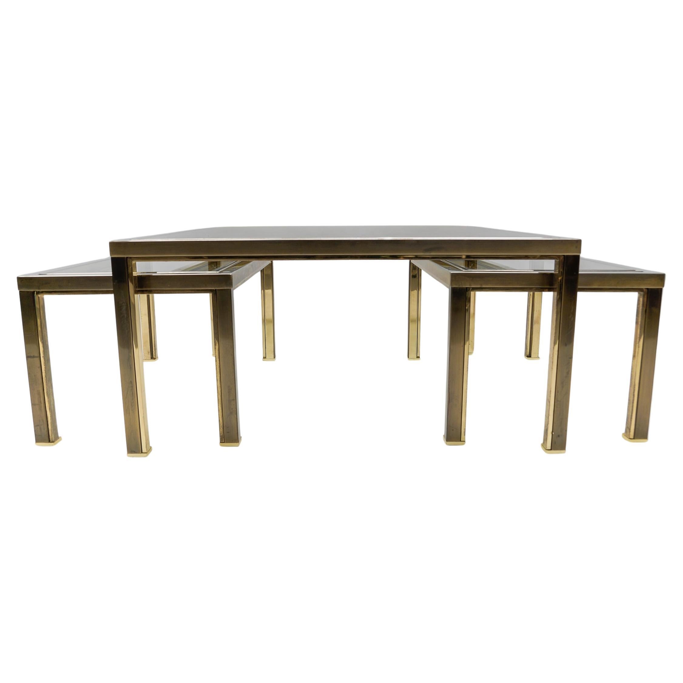 Coffee Table & Nesting Tables from Maison Charles, France 1970s, Set of 3 For Sale