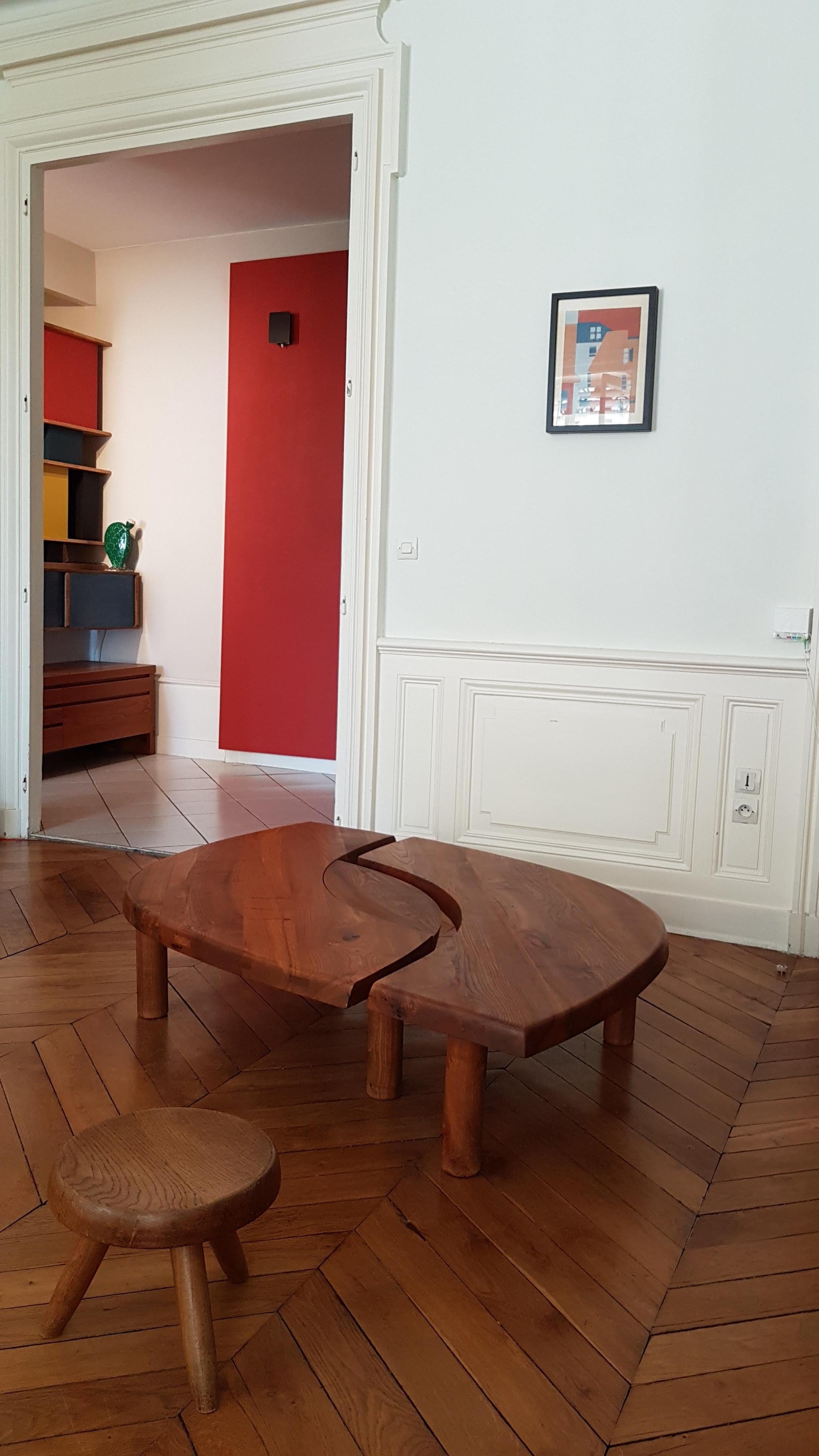 Mid-Century Modern Coffee Table Oeil T22 by Pierre Chapo in French Elm, 1966