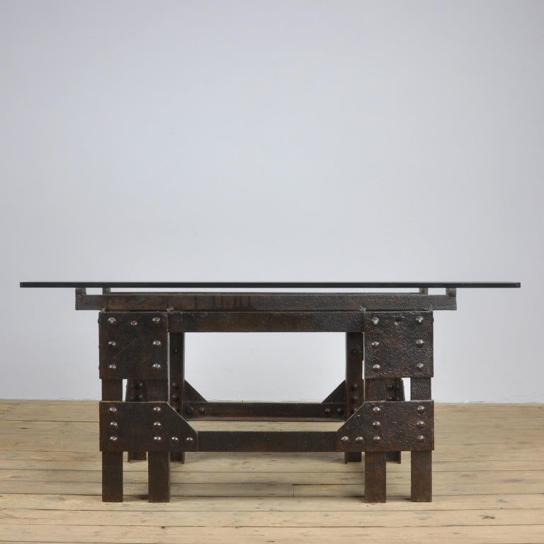 Coffee Table of Cast Iron and Glass For Sale at 1stDibs