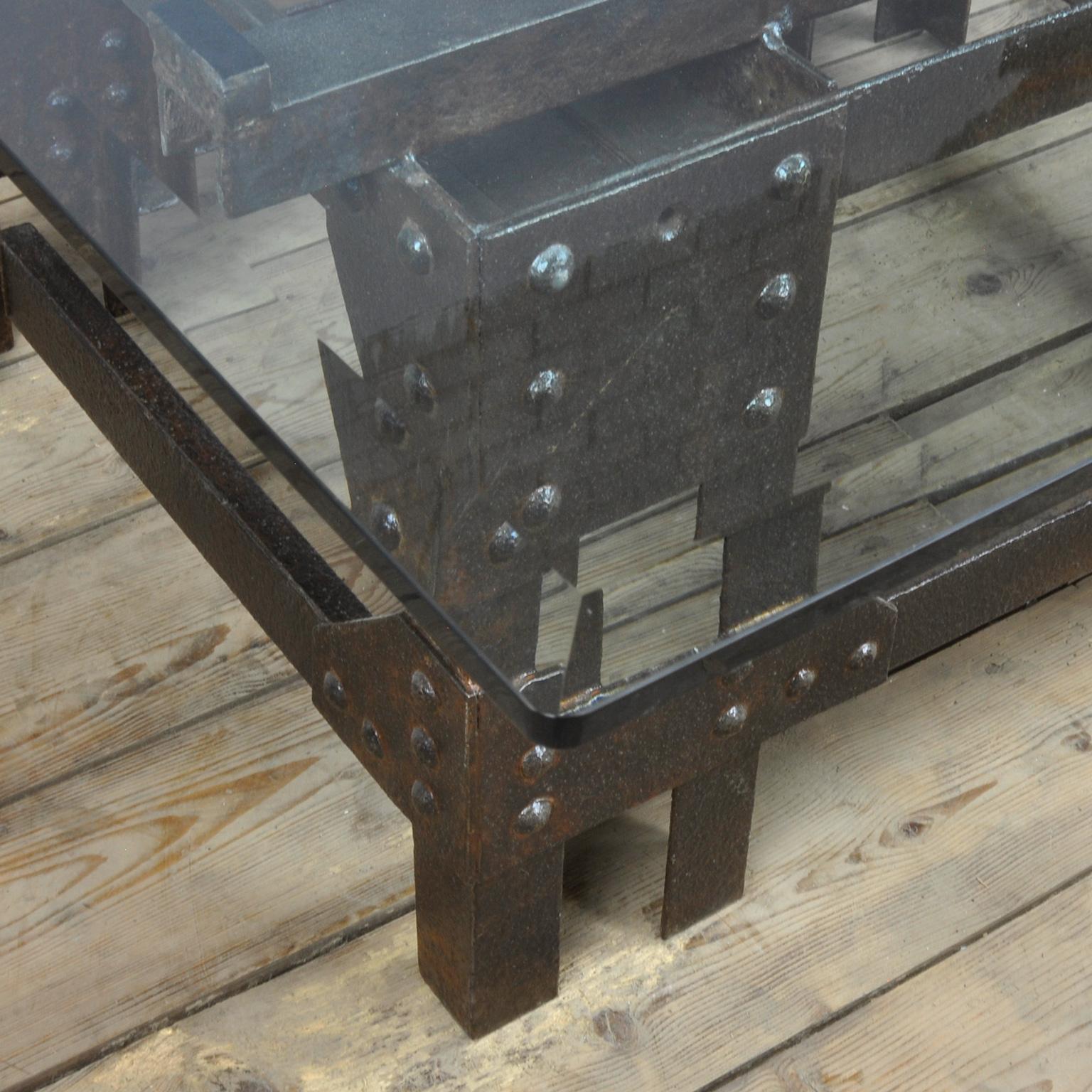 Coffee Table Of Cast Iron And Glass Top For Sale 9