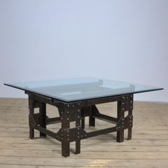 Coffee Table Of Cast Iron And Glass Top