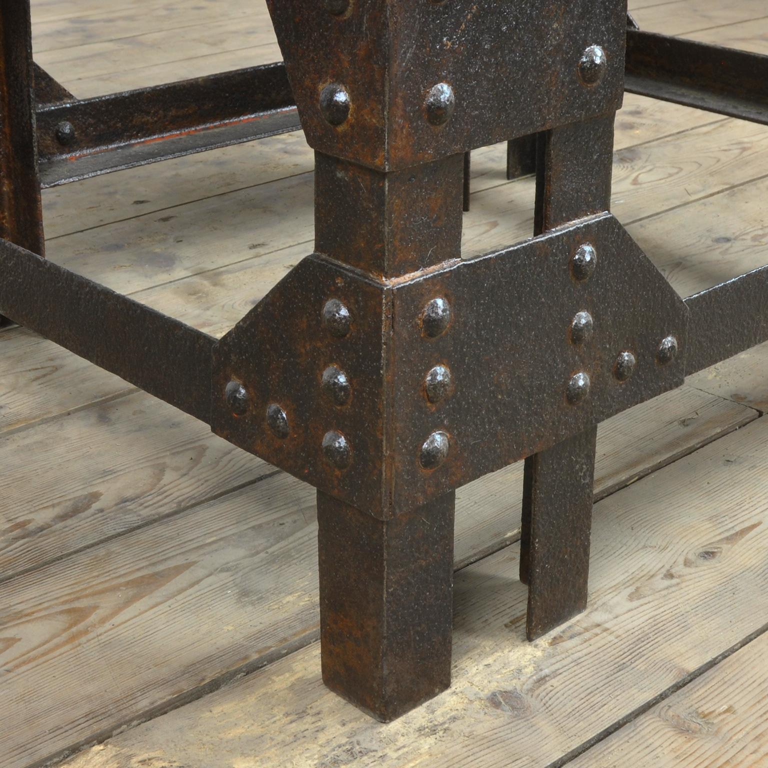 Contemporary Coffee Table Of Cast Iron And Glass Top For Sale
