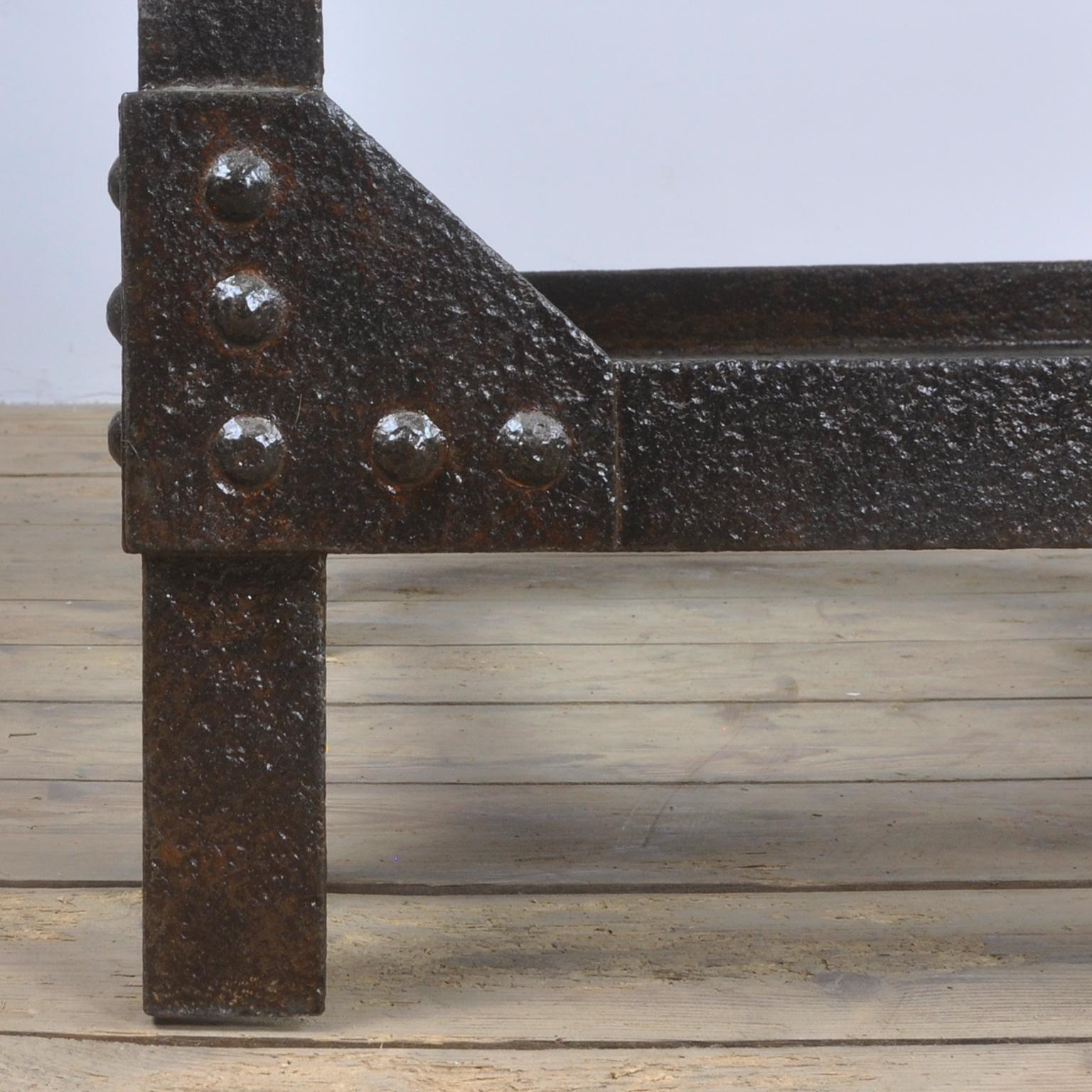 Coffee Table Of Cast Iron And Glass Top For Sale 2