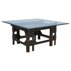 Coffee Table Of Cast Iron And Glass Top