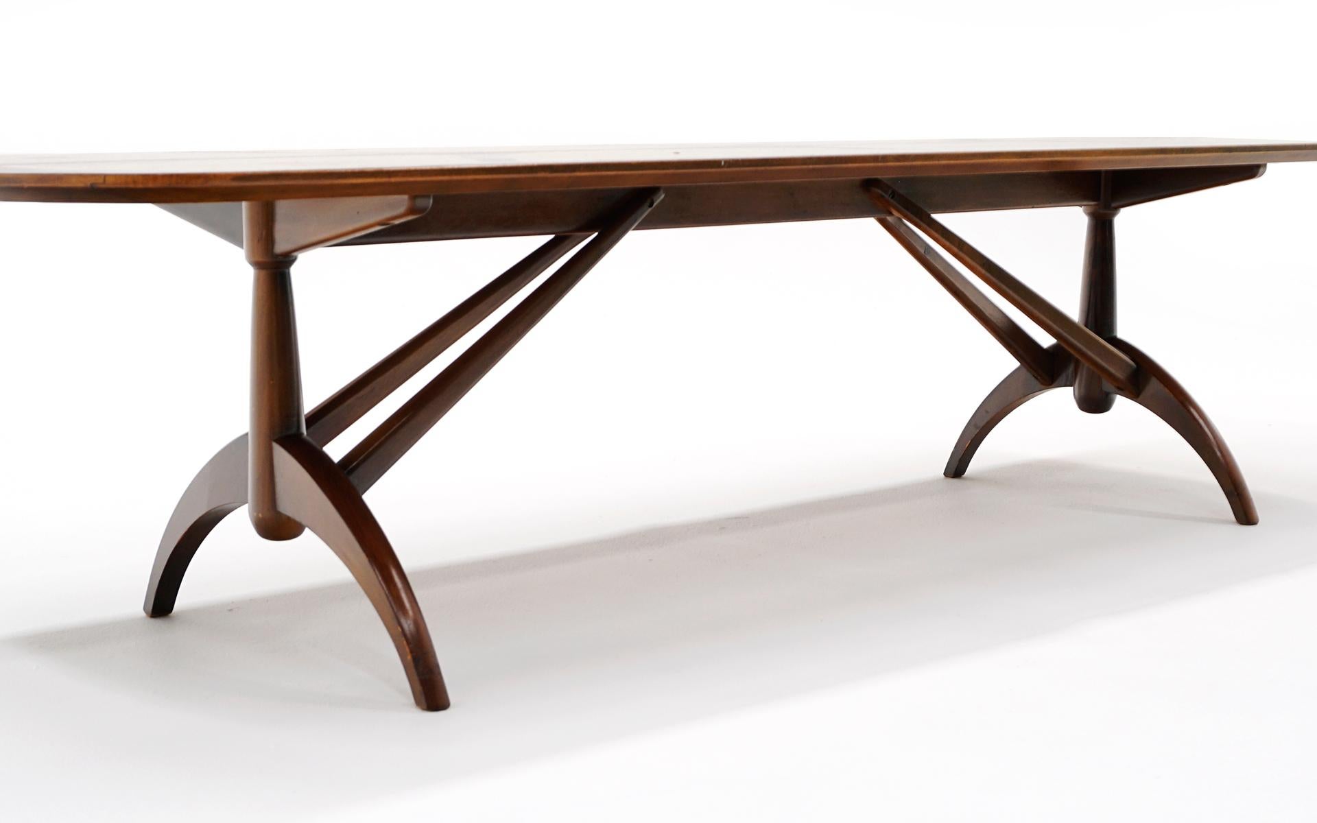 Mid-20th Century Coffee Table of Inlayed Mixed Wood Design, Rectangular, Possibly Brazilian For Sale