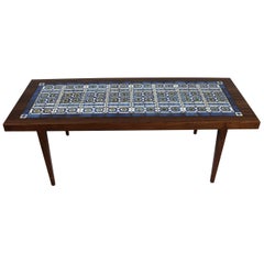 Coffee Table of Rosewood and Dark Blue Tiles, by Severin Hansen for Haslev