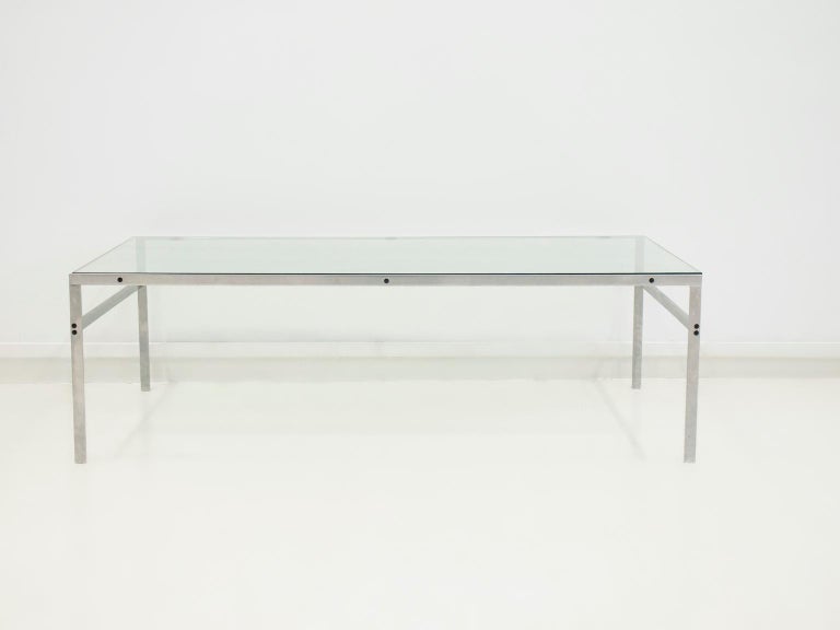 Coffee table, model BO-551, designed in 1963 by Preben Fabricius and Jørgen Kastholm. Steel frame with a glass top. Produced by Bo-Ex Furniture.