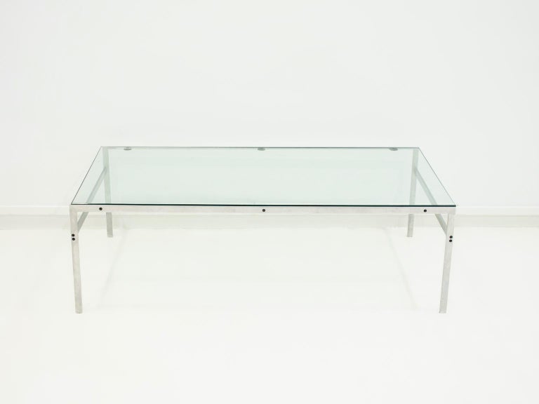 Mid-Century Modern Coffee Table of Steel and Glass by Preben Fabricius and Jørgen Kastholm For Sale