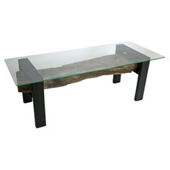 Coffee Table - One Of A Kind - Made From A Wood Log And Metal