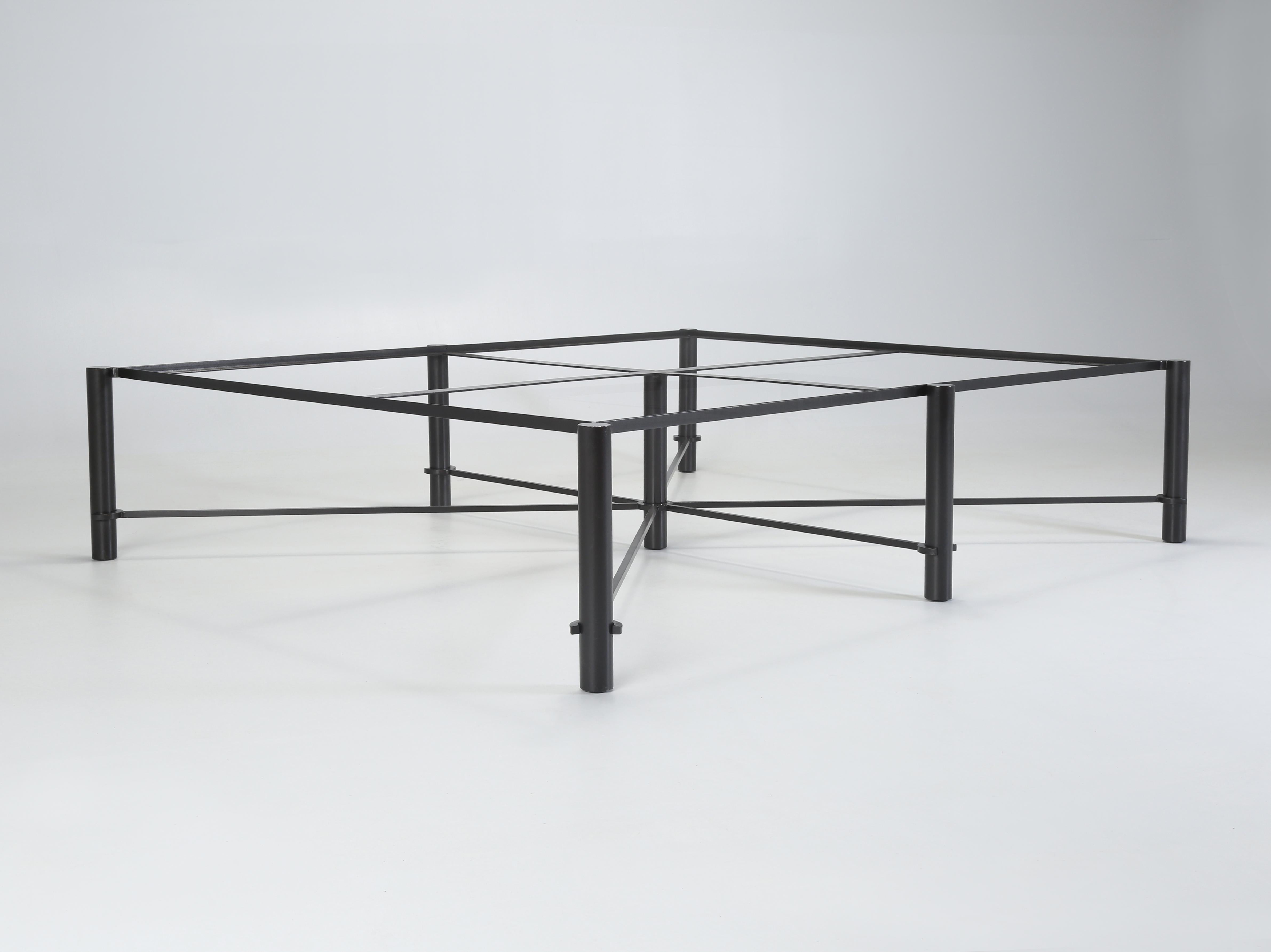 Modern Coffee Table Or Cocktail Table Made of Heavy-Gauge Steel for a Thick Stone Top For Sale