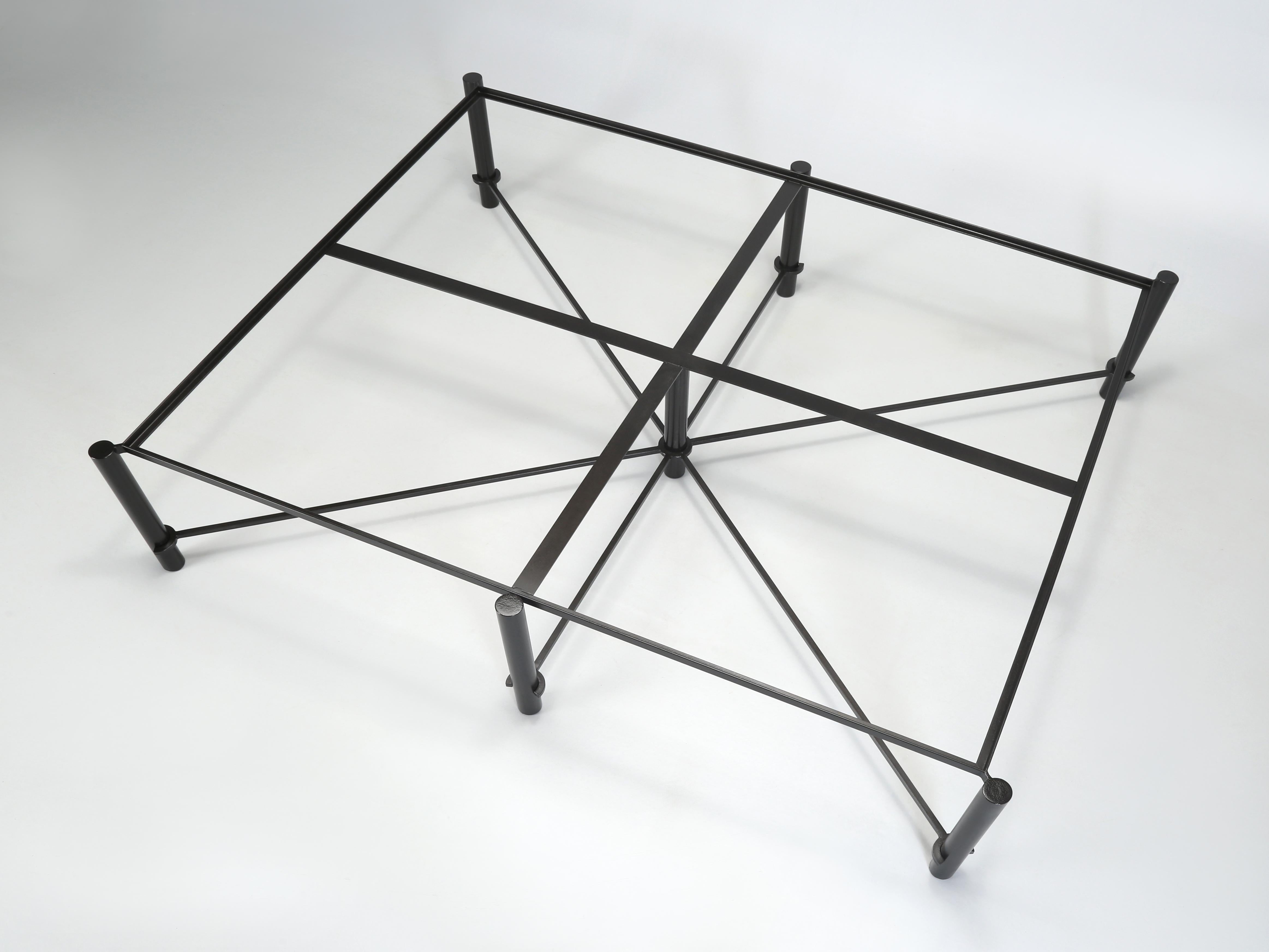 American Coffee Table Or Cocktail Table Made of Heavy-Gauge Steel for a Thick Stone Top For Sale